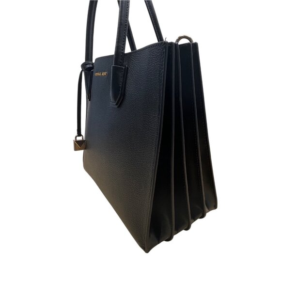 Michael Kors Black Pebbled Leather Satchel  With Gold Hardware & Charm Tote Bag - Picture 2 of 13